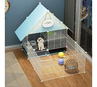 Parque para Mascotas, Parque para Perros: Jaula para Animales pequeños de Bricolaje para Uso en Interiores y Exteriores, Valla portátil de Alambre de Metal para Cachorros, Gatitos y Conejitos (Azul 75