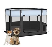 Parque para Perros de Tela Oxford PawHut, Parque Inflable, con Bolsillos para Animales, 84x64x53 cm, Gris y Negro