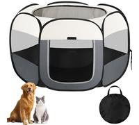 Parque para Perros, Jaula para Perro Plegable, Corralito para Perros Gatos Cachorros Animales Pequeños Interior Exterior, Tela Oxford con Bolsa Viajes (Beige, L(110x110x60cm), 6)