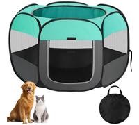Parque para Perros, Jaula para Perro Plegable, Corralito para Perros Gatos Cachorros Animales Pequeños Interior Exterior, Tela Oxford con Bolsa Viajes Acampadas (Verde, M(85x85x58cm), 6)