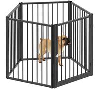Parque para perros PawHut, corral para perros de 5 paneles, plegable, portátil, de metal, 76H, para interiores y exteriores, negro