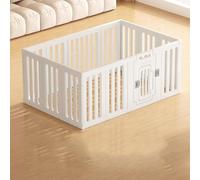 Parque para Perros Pequeños Interior con Puerta Combinación Libre Corralito para Perros Plegable Plastico con Ventosa Fija para Conejo Cercado Corral Perro(143x93CM)