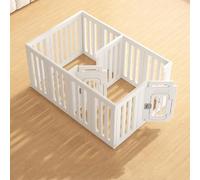 Parque para Perros Pequeños Interior con Puerta Combinación Libre Corralito para Perros Plegable Plastico con Ventosa Fija para Conejo Cercado Corral Perro(126x83CM)