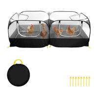 Parque plegable para animales pequeños, 73 x 36 x 25 pulgadas, con bolsa de almacenamiento, clavos de suelo, recinto extraíble para gatitos, cachorros, pollos, patos, cobayas, conejos, color negro