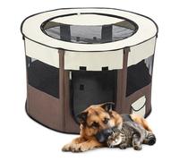 Parque Plegable para Perros Portátil, Corralito Impermeable para Cachorros, Gatos, Mascotas Pequeñas, Interior y Exterior, Fácil Limpiar(Brown,XL)