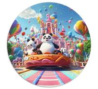 Parques de atracciones Rompecabezas 1000 piezas Panda castillo redondo rompecabezas juguetes regalo interesante decoración del hogar para actividades familiares juego 1000pcs (67.5x67.5cm)