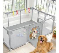 Parques de Juegos, Parque Infantil con Malla Transpirable, para Centros de Seguridad de Actividades Infantiles en Interiores y Exteriores, 180 * 120 * 66 cm - Gris claro