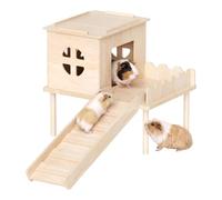 Parques infantiles de madera para hámster, gimnasio de escalada | Parque infantil para hámster de doble capa, cubierta de escalada antideslizante de madera, centro de actividades para