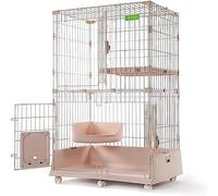 Parques para Animales pequeños Jaula para Gatos, Jaula para Gatos, Jaula para Gatos al Aire Libre, Jaula para Hurones, 1 Estante, Ruedas para Cama para Gatos | Ideal para 1-2 Gatos (Tamaño: