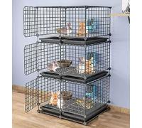 Parques para Mascotas para Animales Pequeños con Bandeja, Jaula Interior para Conejillos de Indias/Hurones, Diseño Transparente, Malla de Hierro Gruesa/Negro/75 * 39 * 142 Cm