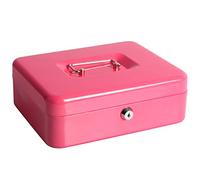 Parrency - Caja de dinero grande con bandeja para dinero, con cerradura de llave, 9.8 x 7.9 x 3.5 pulgadas, color rosa