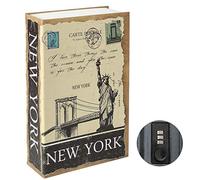 Parrency Caja fuerte para libros de diversión, con cerradura de combinación, caja de seguridad oculta secreto, grande, mediano, Newyork, 9 1/2 x 6 x 1 1/3 pulgadas, SBH-M008
