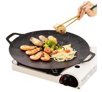 Parrilla Antiadherente Para Barbacoa Coreana - Plancha Para Inducción, Sartén Redonda Antiadherente, Plancha Para Barbacoa Con Asa, Cocción Rápida Y Uniforme, Para Estufa De Casa Al Aire Libre