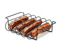 Parrilla Antiadherente para Barbacoa, Soporte para Costillas de Cerdo y Cordero en Acero Electrochapado - Rack para Bistecs No Desmontable, Compatible con Gas y Carbón, Accesorio BBQ Exterior