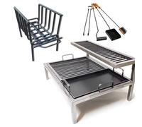 Parrilla argentina de lujo con módulos de hierro extraíbles + brasero + herramientas de fuego - Parrilla Argentina - BBQ Parrilla Asado Sor pampa grill - Parrilla Argentina (91,4 x 50,8 cm)