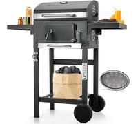 Parrilla Barbacoa Carbon con Tapa, BBQ Smoker, Parrilla con Carrito, con Ruedas y Termómetro, Barbacoa de Carbon para Camping y Jardín, 96x98x44,5 cm