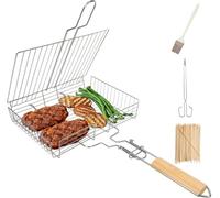 Parrilla Barbacoa Grande Doble 37x28x6 cm Diseño Profundo Espacioso Resistente al Calor y Fácil de Limpiar Ideal para Asar Verduras y Carne