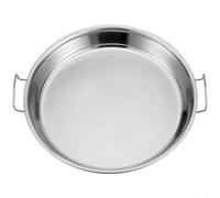 Parrilla de acero inoxidable y sartén para pizza con asa, bandeja de horno plateada de 26-38 cm para hornear, asar o servir, para una resistencia duradera al calor M (32 cm)