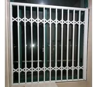 Parrilla de aluminio blanco antirrobo con cerradura personalizada para ventana, barra de seguridad retráctil para sótano, habitación de niños y cobertizo, 45.3 x 71 pulgadas, protección contra burg