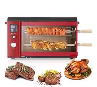 Parrilla de asador, máquina giratoria automática de 2 capas con ajuste de temperatura y temporizador, plancha sin humo de 30 L para restaurante, fiesta, snack bar