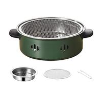 Parrilla de barbacoa pequeña para acampar parrilla de barbacoa portátil de mesa parrilla de carbón ahumador estufa de hoguera para cocinar Picnics playa jardín Patio,Verde,28cm