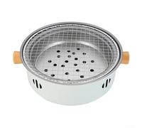 Parrilla de carbón con asa práctica para un fácil transporte, para acampar y picnic (blanco)