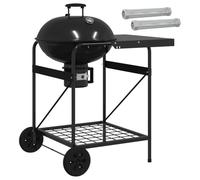 Parrilla de Carbón con Tubos Ahumadores 91 x 71 x 107 cm Acero | Termómetro Integrado, Ruedas Robustas, Calefacción a Leña, para Barbacoa al Aire Libre