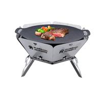 Parrilla de carbón de leña, parrilla hexagonal para mochileros, parrilla de barbacoa resistente, estufa de leña para cocinar al aire libre, hoguera, patio, patio trasero