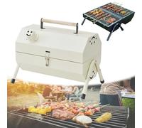 Parrilla de carbón de mesa, mini parrilla portátil for barbacoa, pequeña barbacoa de carbón for balcón, patio, camping, picnic, cocina interior y exterior, construcción de acero duradero(White)
