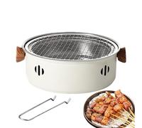 Parrilla De Carbón De Mesa - Parrilla De Barbacoa Portátil De Carbón, Parrilla De Mesa | Parrilla De Mesa De Acero Inoxidable De Carbón Con Mango De Madera Y Elevador De Red Para Interior