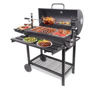 Parrilla de carbón para exteriores con asador, mesa auxiliar y ruedas - Barbacoa de jardín de lujo, juego multifuncional desmontable para barbacoa