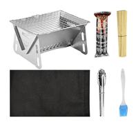 Parrilla de carbón plegable, parrilla de barbacoa plegable | Parrilla de mesa de acero inoxidable - Kit de herramientas para barbacoa, parrilla plegable para cocinar al aire libre, camping, picnic