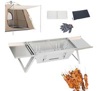 Parrilla de carbón plegable,Parrilla de carbón plegable - Estufa de barbacoa inoxidable - de barbacoa portátil inoxidable, parrilla de gruesa para acampar, fácil instalación