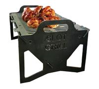 Parrilla de carbón plegable resistente, herramienta portátil para barbacoa de fogata con superficies antiadherentes para cocinar, viajar, mochileros, hogueras, fiestas, jardín, uso al aire libre, 1