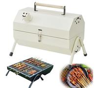 Parrilla de carbón portátil, carbón de mesa compacto, parrilla de carbón for barbacoa portátil plegable, barbacoa pequeña con bandeja de carbón for acampar al aire libre, picnic(White)