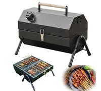 Parrilla de carbón portátil, carbón de mesa compacto, parrilla de carbón for barbacoa portátil plegable, barbacoa pequeña con bandeja de carbón for acampar al aire libre, picnic(Black)