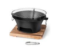Parrilla de carbón portátil de hierro fundido Hibachi BBQ pequeña parrilla de mesa para 3-4 personas (30 x 14 cm) - perfecta para cocinar al aire libre y picnics