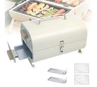 Parrilla De CarbóN PortáTil De Sobremesa Con Mango De Madera Y Cerradura, Adecuada Para Asar Y FreíR, Adecuada Para Acampar Al Aire Libre, Preparar Té Alrededor De La Estufa,White
