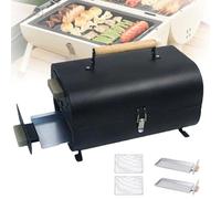Parrilla De CarbóN PortáTil De Sobremesa Con Mango De Madera Y Cerradura, Adecuada Para Asar Y FreíR, Adecuada Para Acampar Al Aire Libre, Preparar Té Alrededor De La Estufa,Black