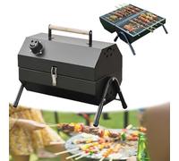 Parrilla de carbón portátil Parrilla de carbón de mesa compacta, con rejilla de doble cara, parrilla de barbacoa pequeña, diseño innovador resistente, for acampar al aire libre, picnic(Black)