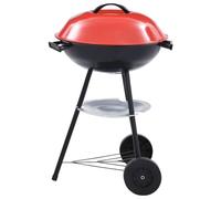 Parrilla de carbón portátil XXL con ruedas de 44 cm | Con tapa, ventilación ajustable, recipiente esmaltado, fácil transporte