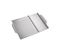 Parrilla de cocción para barbacoa - Tabla de asar 2 en 1 con placa de acero inoxidable para servir