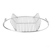 Parrilla de cocción plegable compatible con weber de 17 pulgadas, rejilla superior de acero inoxidable para barbacoas de carbón, diseño con bisagras que permite añadir carbón sin quitar (B)