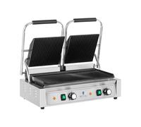 Royal Catering Parrilla de Contacto Grill RCPKG-3600-R (Potencia: 3.600 W, Superfice ondulada, Rango de temperatura: 50-300 °C)