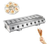 Parrilla de gas, parrilla de mesa comercial con 8 interruptores independientes, diseño de acero inoxidable, altura ajustable y amortiguador para cocinar al aire libre