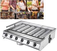 Parrilla De Gas Propano De Mesa Para Exteriores De 6 Quemadores, De Acero Inoxidable Sin Humo Portátil Para Barbacoa, Acampar, Picnics, Jardín y Fiesta