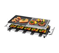 Parrilla de raclette ProfiCook 2 en 1,raclette 10 personas, raclette con placa de piedra y placa de parrilla, revestimiento antiadherente, termostato continuo, 1700 vatios, acero inoxidable,PC-RG 1144