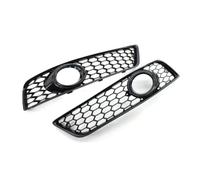 Parrilla del radiador Para A3 8P 2009-2013 parachoques delantero Compatible con rejilla de luz antiniebla 1 par de cubierta de lámpara de malla de nido de abeja para coche(Glossy Black)