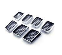 Parrilla Delantera 7 Piezas Para Jeep Para Grand Para Cherokee 2017-2021 Rejilla Delantera Negra Brillante Galvanizada Marco De Rejilla Automática Moldura ABS(Plating)