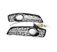 parrilla delantera coche 2 Uds Luz Antiniebla Delantera Para Coche Cubierta De Lámpara Malla Panal Parrilla Con Luces Para A3 8P 2009 2010 2011 2012 2013 rejilla parachoques
